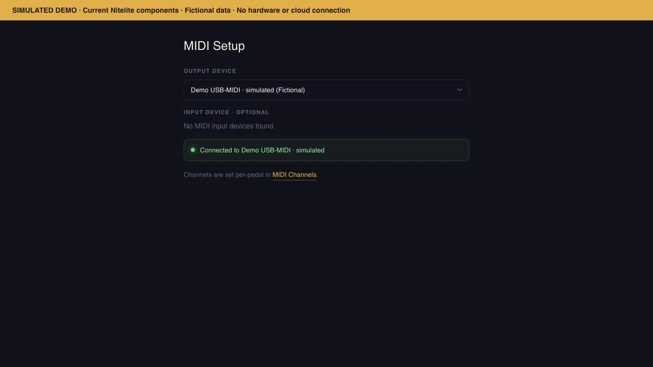 MIDI Setup with the output selected